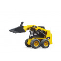 Cargadora compacta CAT de juguete a escala 1:16 con pala frontal móvil y neumáticos perfilados.