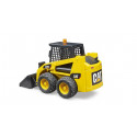 Cargadora compacta CAT de juguete a escala 1:16 con pala frontal móvil y neumáticos perfilados.