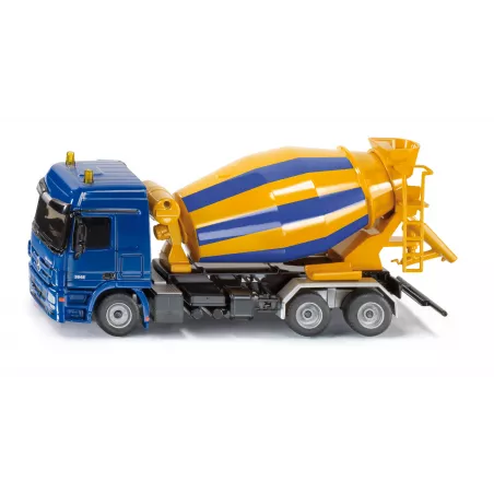 Camión hormigonera de juguete a escala 1:50 con chasis Mercedes Actros y tambor giratorio.