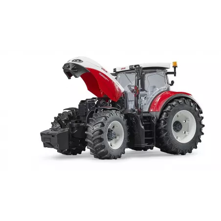 Tractor de juguete Steyr 6300 Terrus CVT de Bruder a escala 1:16 con capó y puertas practicables.