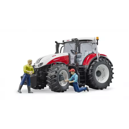 Tractor de juguete Steyr 6300 Terrus CVT de Bruder a escala 1:16 con capó y puertas practicables.
