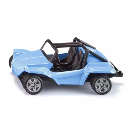 Buggy de juguete miniatura fabricado en metal y plástico resistente con enganche para acoplamiento.