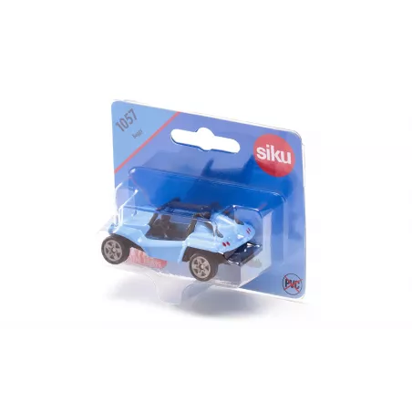 Buggy de juguete miniatura fabricado en metal y plástico resistente con enganche para acoplamiento.