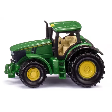 Tractor de juguete John Deere 6250R en miniatura de metal y plástico con acoplamiento.