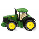 Tractor de juguete John Deere 6250R en miniatura de metal y plástico con acoplamiento.