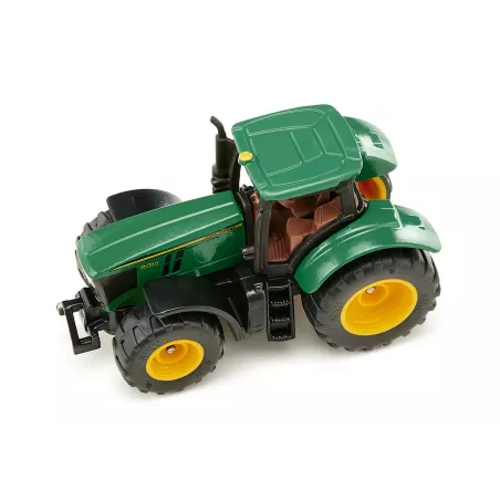 Tractor de juguete John Deere 6250R en miniatura de metal y plástico con acoplamiento.