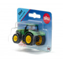 Tractor de juguete John Deere 6250R en miniatura de metal y plástico con acoplamiento.