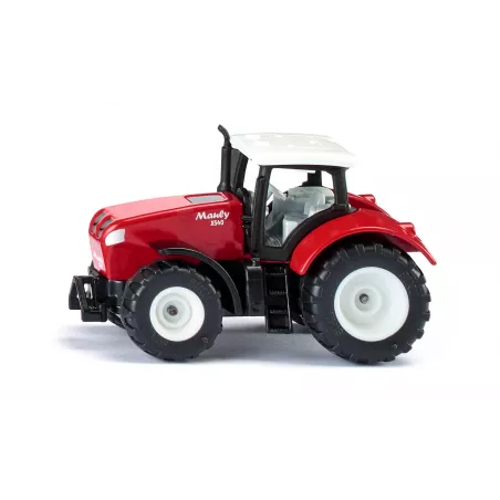 Tractor de juguete Mauly X540 rojo con neumáticos de goma y cabina desmontable.