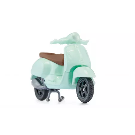 Miniatura de moto Vespa 125 GTS Súper de Siku en color verde menta con manillar móvil