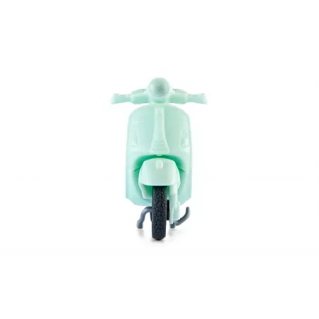 Miniatura de moto Vespa 125 GTS Súper de Siku en color verde menta con manillar móvil