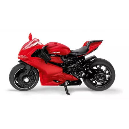 Moto de juguete Ducati Panigale 1299 a escala, fabricada en metal y plástico detallado.