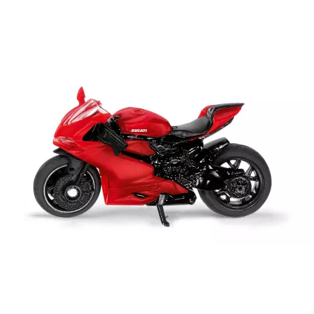 Moto de juguete Ducati Panigale 1299 a escala, fabricada en metal y plástico detallado.