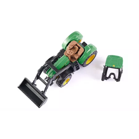 Tractor de juguete John Deere 1395 con pala cargadora de metal y plástico
