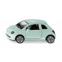 Miniatura de juguete Fiat 500 de metal y plástico con puertas que se abren.