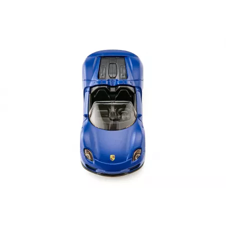 Coche miniatura Porsche 918 Spyder plateado a escala 1:87 de SIKU con carrocería metálica