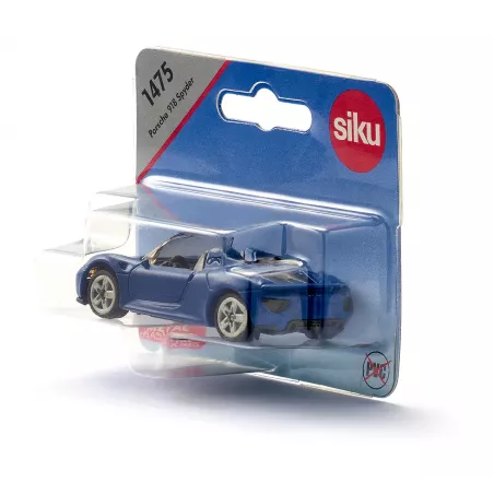 Coche miniatura Porsche 918 Spyder plateado a escala 1:87 de SIKU con carrocería metálica