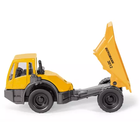 Camión dumper Bergmann de juguete a escala fabricado en metal y plástico resistente.