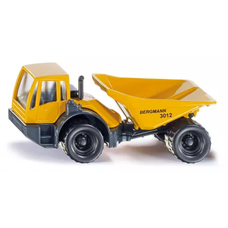 Camión dumper Bergmann de juguete a escala fabricado en metal y plástico resistente.