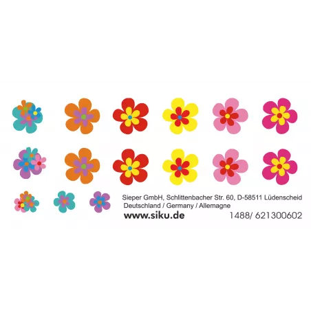 Coche de juguete VW Escarabajo rosa con pegatinas de flores de colores y puertas que se abren.