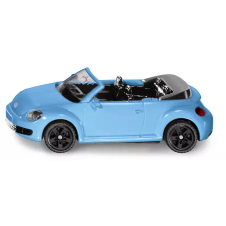 Coche de juguete VW Beetle descapotable de metal y plástico con enganche para remolque.
