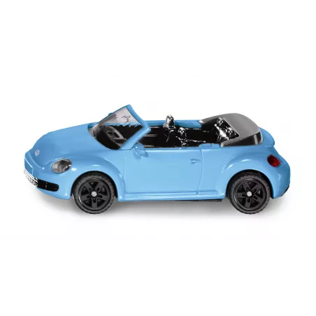 Coche de juguete VW Beetle descapotable de metal y plástico con enganche para remolque.
