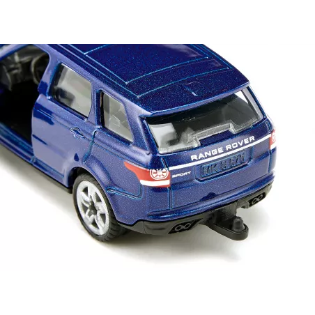 Coche de juguete Range Rover de metal con puertas abatibles y enganche de remolque.