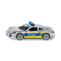 Coche de policía de juguete Porsche 911 de metal y plástico con puertas que se abren.