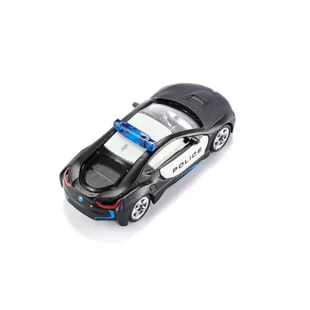 Coche de juguete BMW i8 de la policía de EE. UU. en miniatura de metal y plástico.