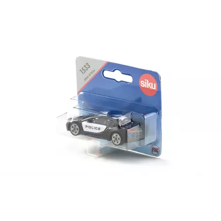 Coche de juguete BMW i8 de la policía de EE. UU. en miniatura de metal y plástico.