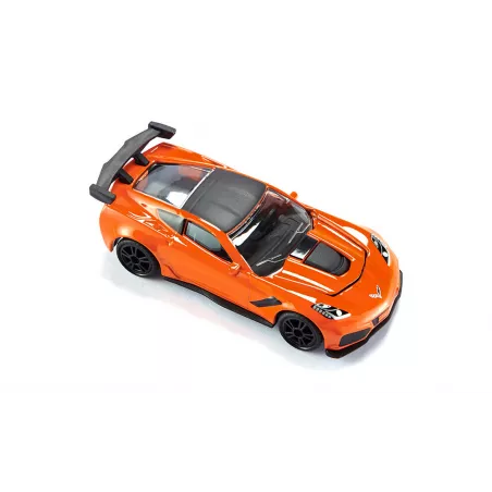 Miniatura de juguete Chevrolet Corvette ZR1 fabricada en metal y plástico con detalles realistas.