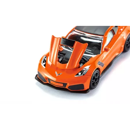 Miniatura de juguete Chevrolet Corvette ZR1 fabricada en metal y plástico con detalles realistas.