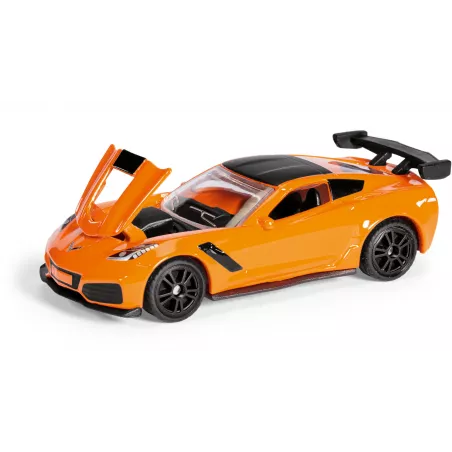 Miniatura de juguete Chevrolet Corvette ZR1 fabricada en metal y plástico con detalles realistas.