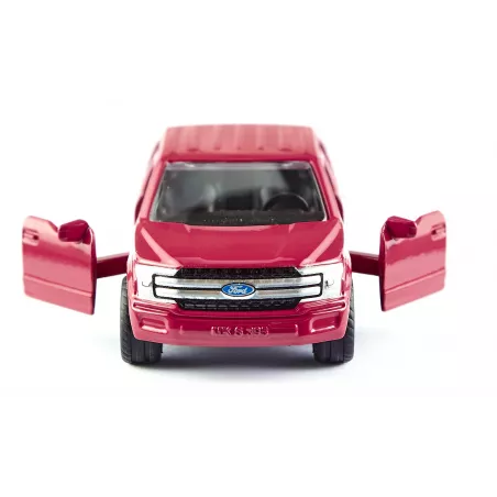 Miniatura de metal Ford F150 con puertas abatibles y enganche de acoplamiento.