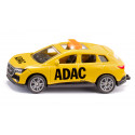 Coche de juguete Audi Q4 e-tron ADAC Pannenhilfe de Siku en metal amarillo con enganche de remolque.