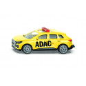 Coche de juguete Audi Q4 e-tron ADAC Pannenhilfe de Siku en metal amarillo con enganche de remolque.