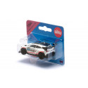 Miniatura metálica del coche eléctrico Ford Mustang Mach-E 1400 de Siku con detalles de competición.