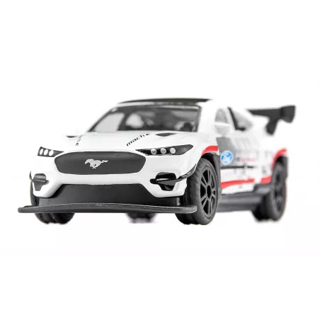 Miniatura metálica del coche eléctrico Ford Mustang Mach-E 1400 de Siku con detalles de competición.