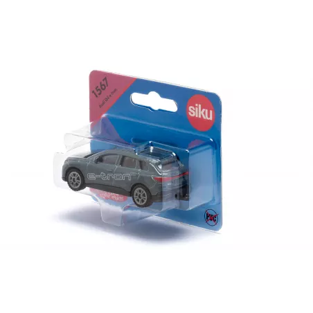 Coche de juguete Audi Q4 e-tron de SIKU, SUV eléctrico en miniatura con llantas de goma y enganche de remolque.