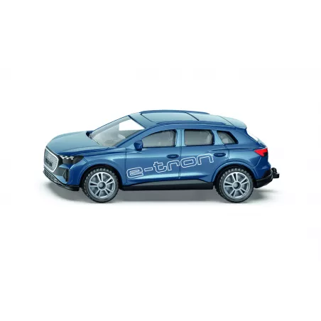 Coche de juguete Audi Q4 e-tron de SIKU, SUV eléctrico en miniatura con llantas de goma y enganche de remolque.