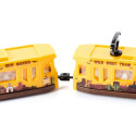 Tranvía de juguete Siku en miniatura de metal y plástico resistente para maquetas urbanas.