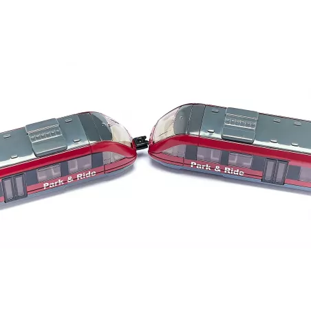 Tren de cercanías de juguete en miniatura fabricado de metal y plástico con sistema de acoplamiento
