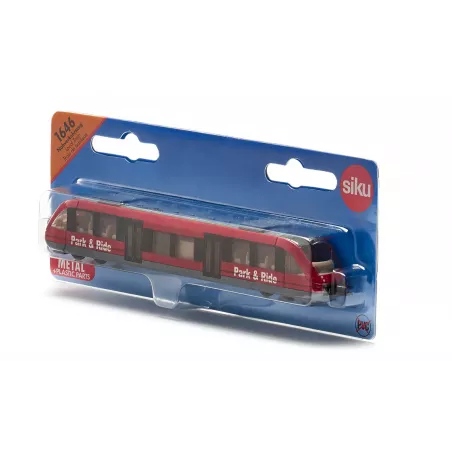 Tren de cercanías de juguete en miniatura fabricado de metal y plástico con sistema de acoplamiento