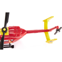 Helicóptero ambulancia de juguete en miniatura fabricado de metal y plástico resistente.