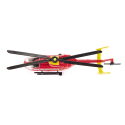 Helicóptero ambulancia de juguete en miniatura fabricado de metal y plástico resistente.