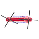Helicóptero de transporte de juguete detallado con piezas de metal y plástico resistente.