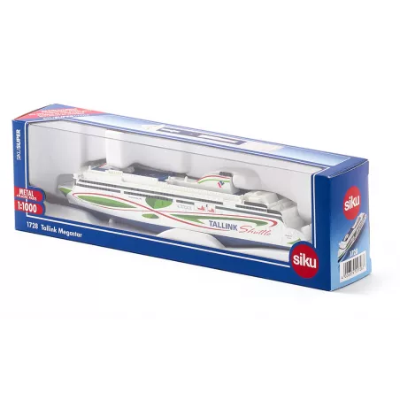 Maqueta detallada a escala 1:1000 del ferry Tallink Megastar, fabricada en metal y plástico.