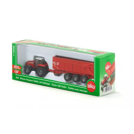 Tractor Massey Ferguson con remolque - Escala 1:87