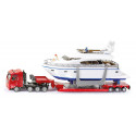Camión de juguete con remolque de yate a escala 1:87 en miniatura de metal