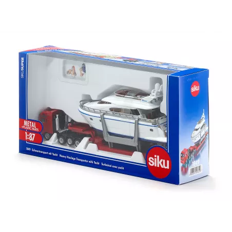 Camión de juguete con remolque de yate a escala 1:87 en miniatura de metal
