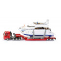 Camión de juguete con remolque de yate a escala 1:87 en miniatura de metal